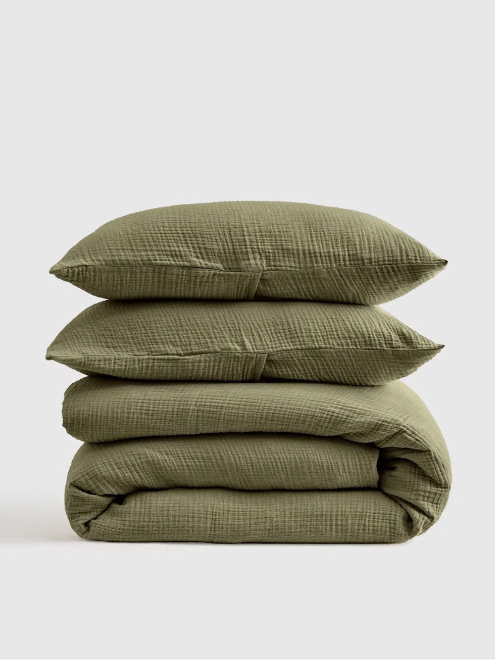Organic Cotton Gauze Olive Green Duvet Set King/CalKing 170 Retail